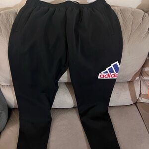 Adidas Kids Black Joggers with Blue Logo
